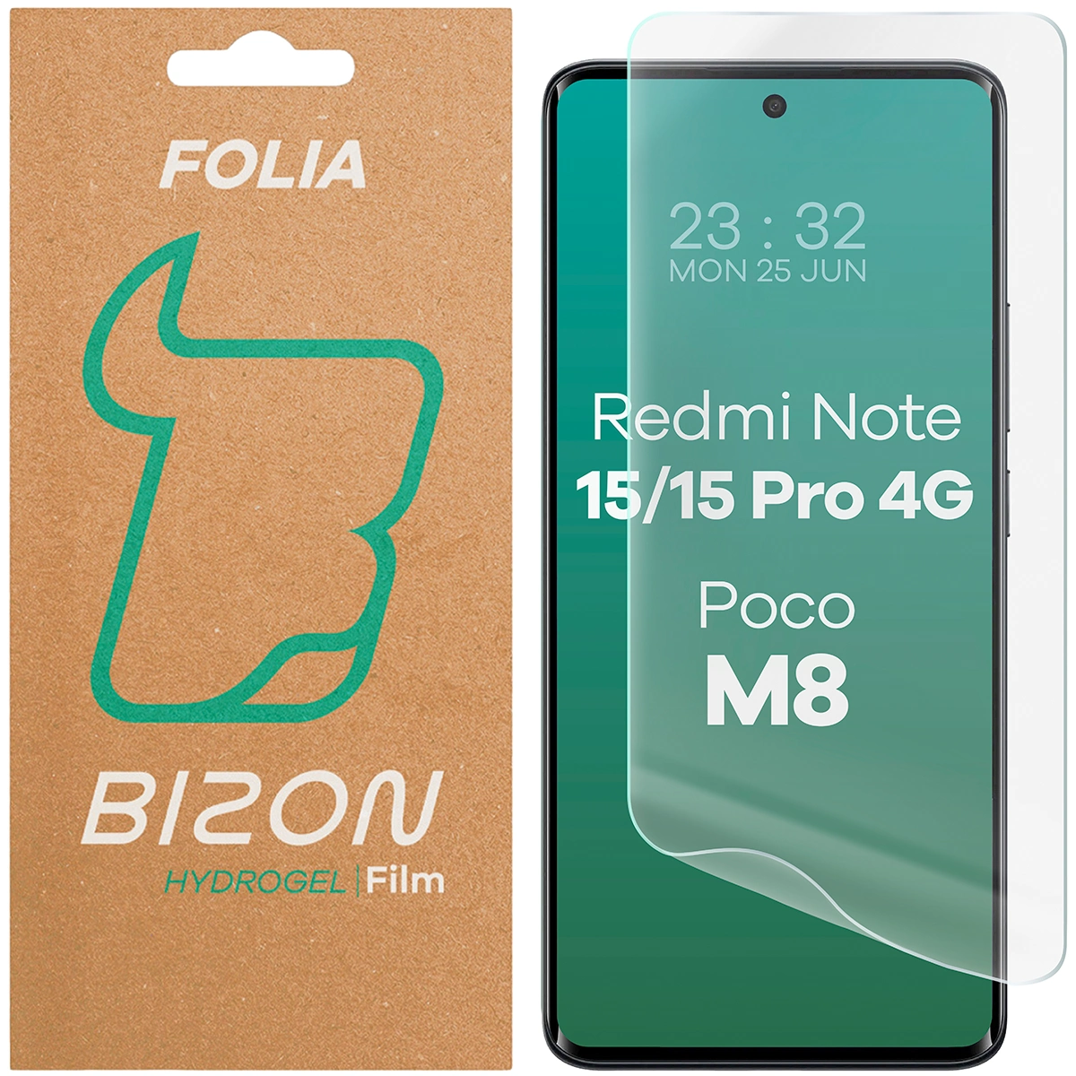 Pudełko i folia hydrożelowa na ekran Bizon Film Hydrogel Front do Xiaomi Redmi Note 15 / 15 Pro 4G / Poco M8